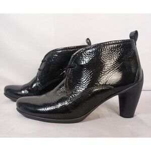 ECCO Sculptured 65 Booties Black Patent Leather Lace Up Women EU 38